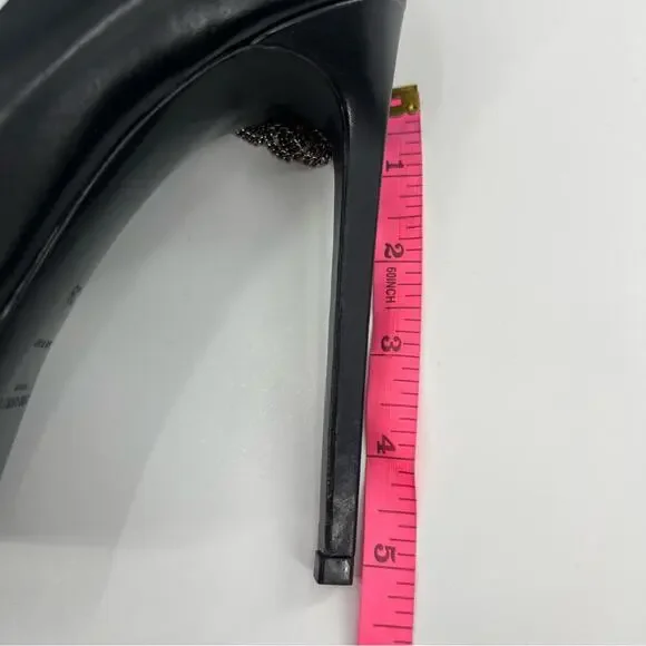 Saint Laurent Janis Chain-Heel Pointed Pump Black 105 Sz 39 - Picture 7 of 8